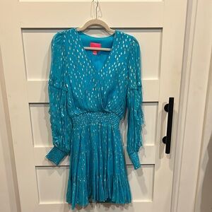 Lily Pulitzer Blue and Gold Long Sleeve Dress